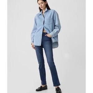 Women's Gap Classic Straight Mid Rise Blue Jeans Size 27/4 Dark Wash